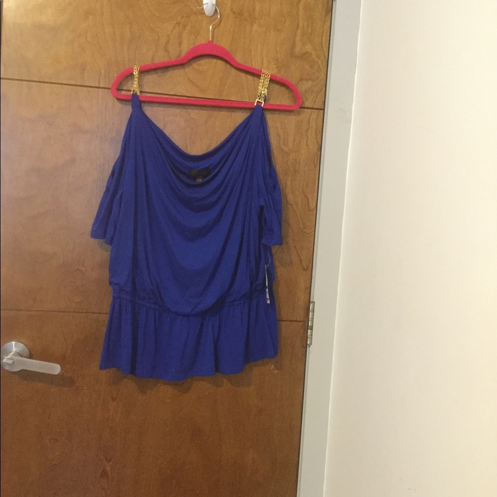 Blue flowy top